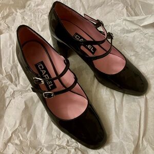 CAREL PARIS Alice patent leather black mary jane heels EU 37 US 7